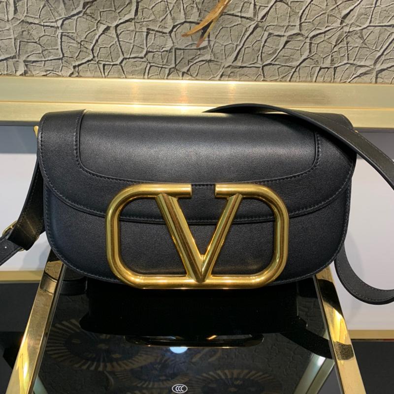 Valentino Shoulder Tote Bags VA1011 Plain Gold Button Black